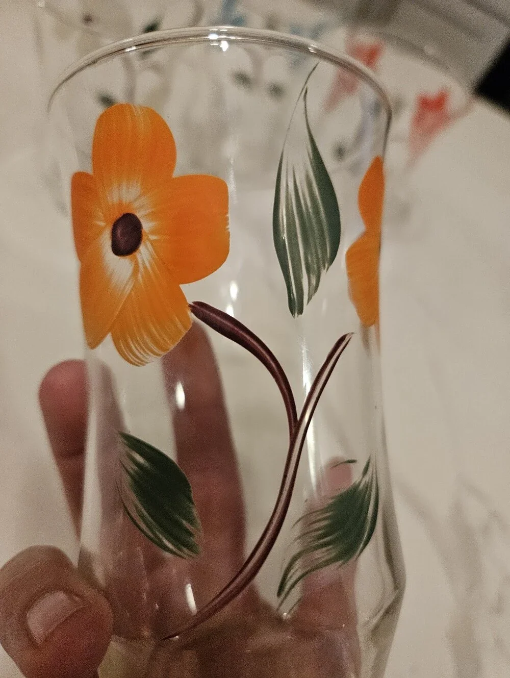 Floral Painted Glass Tumbler Set - Multicolor Set of 4